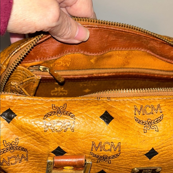 MCM Brown Satchel with Gold Accents - Picture 10 of 16